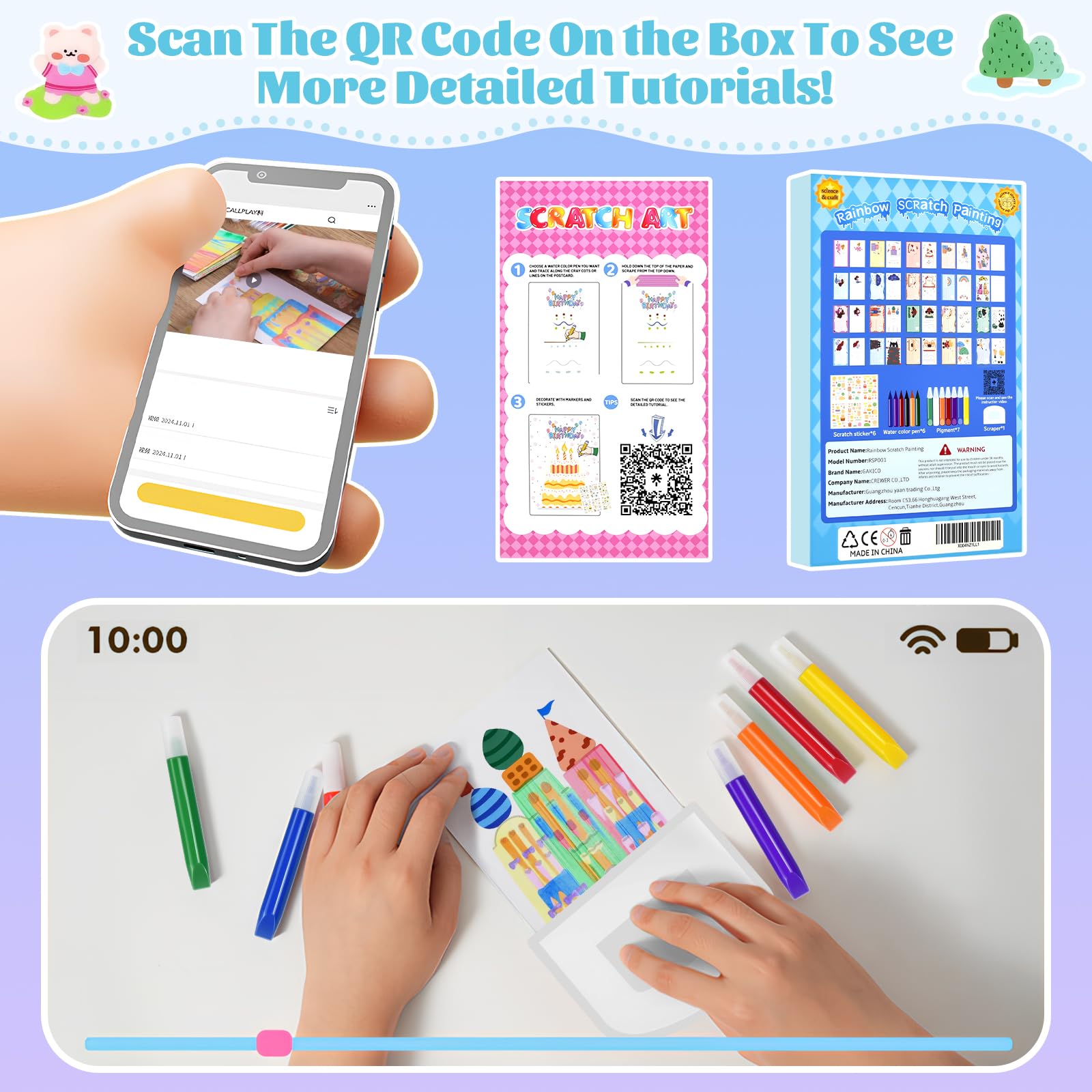 GAKICO kid creating art captures imaginative rainbow masterpieces during screen-free time