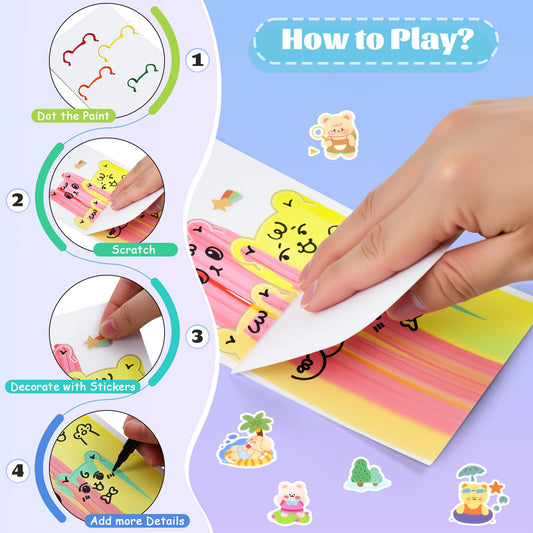 GAKICO rainbow scratch paper closeup highlights shimmering layers and tactile scratch effects