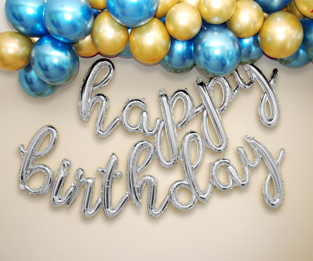 Gala Supplies foil mylar gold letters banner adds shiny, premium birthday decor.
