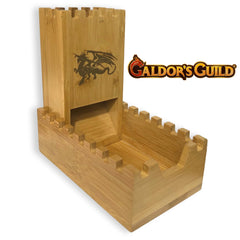 Galdor's Guild bamboo dice tower is compatible with D&D and RPGs.
