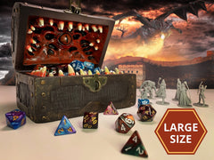 Galdor's Guild Mimic Chest travel-ready design shown with key for secure transport.
