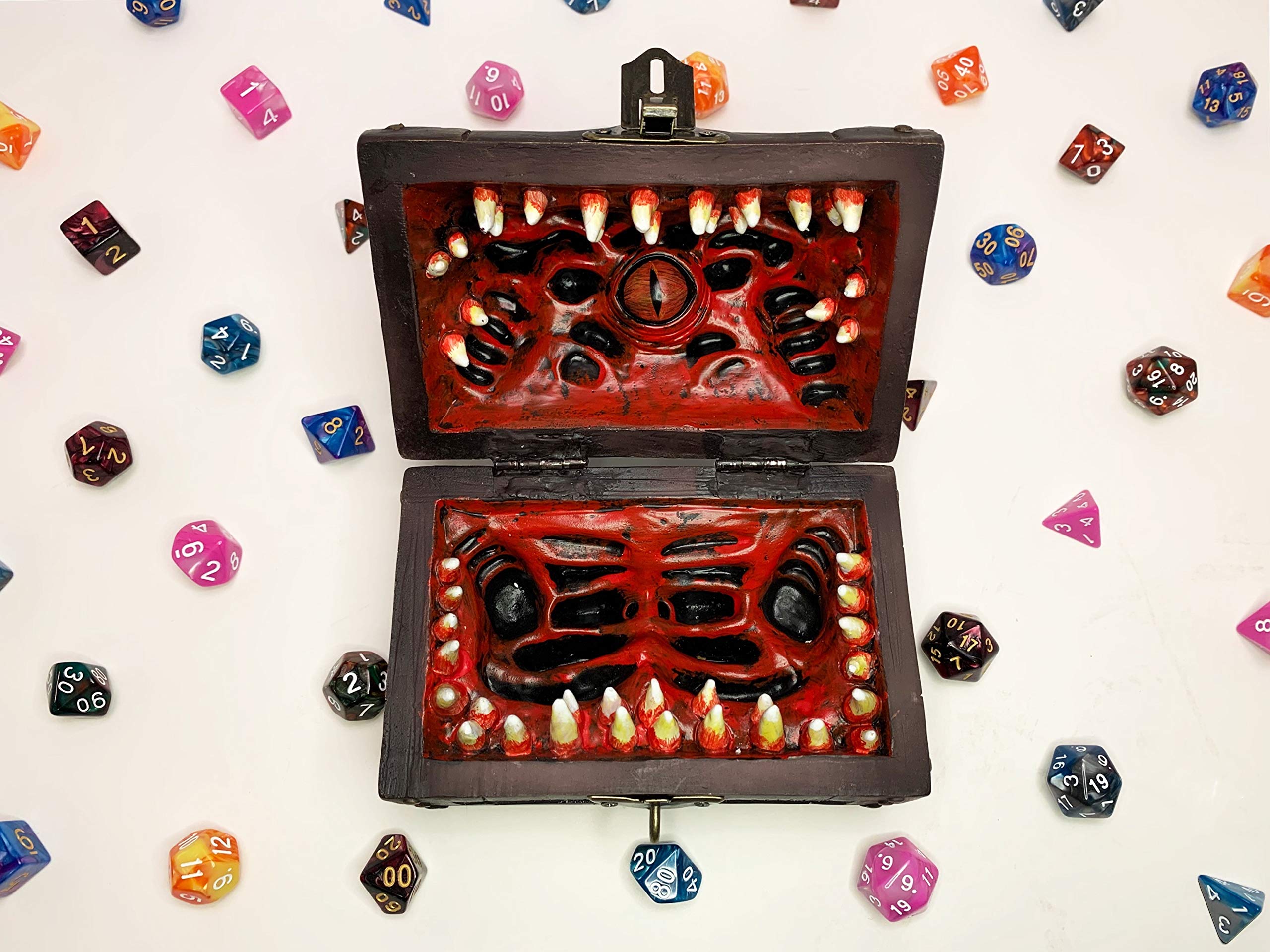 Compact, travel-ready Galdor's Guild Mimic Dice Chest fits in a gaming bag.