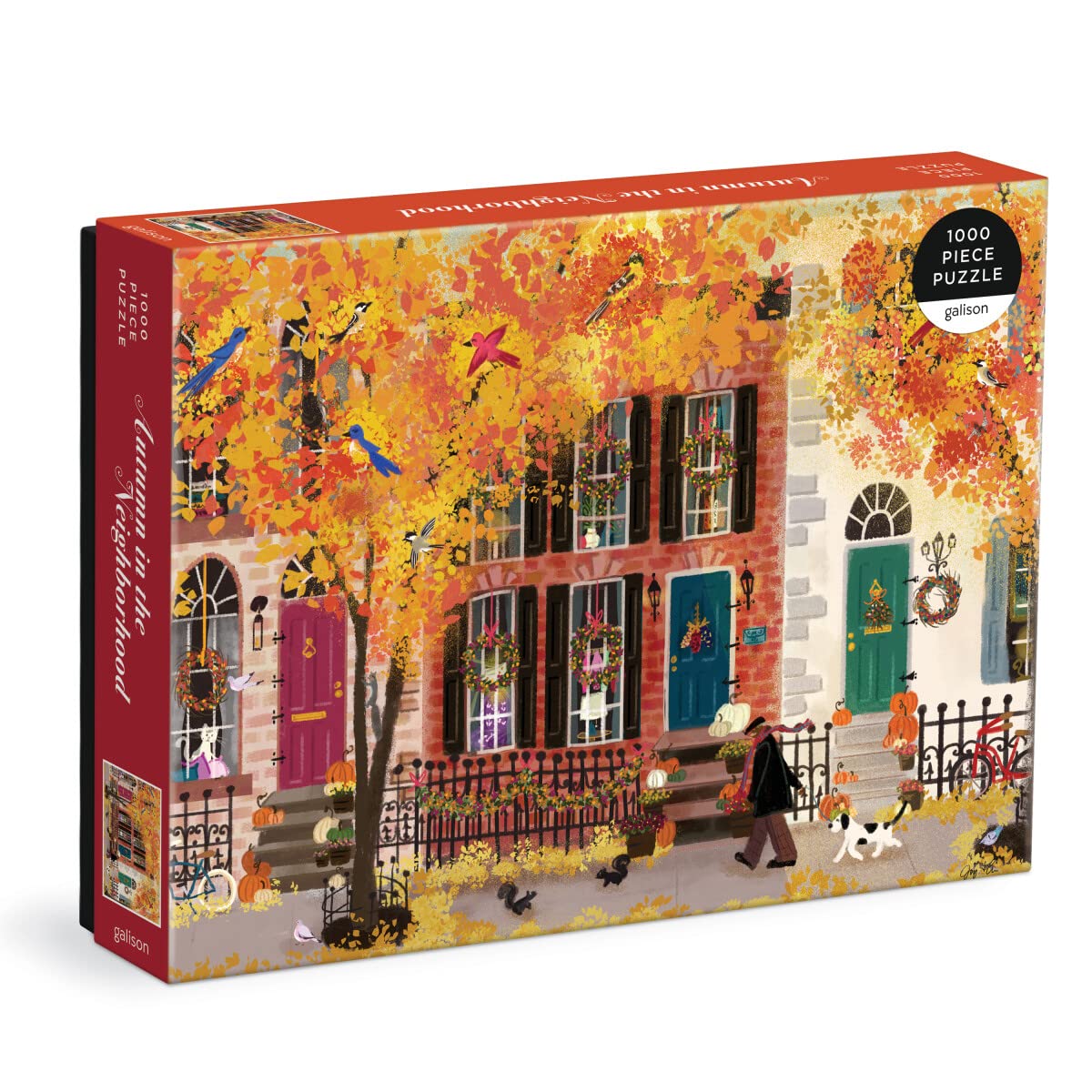 Galison Autumn in the Neighborhood puzzle box cover, ideal for gifting.