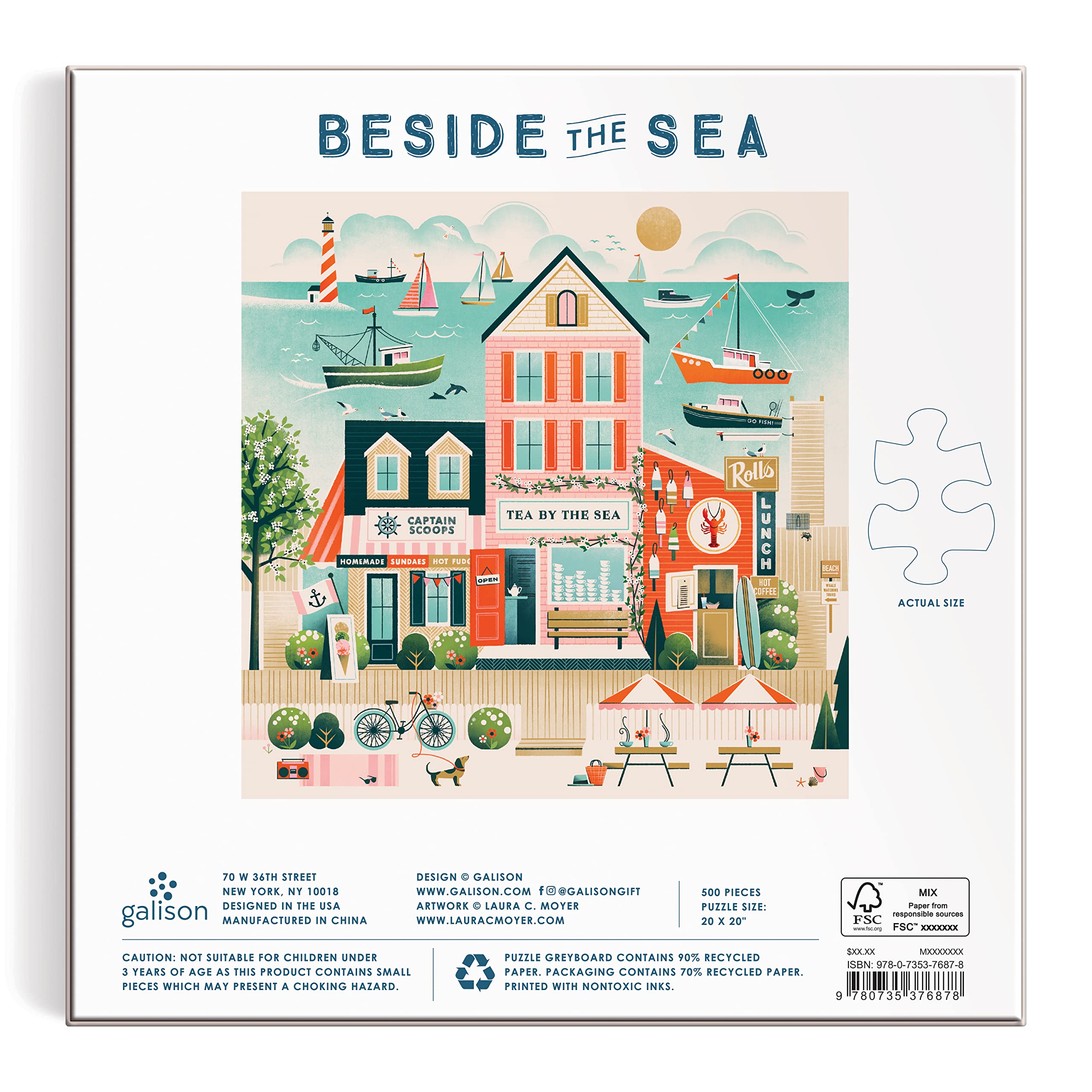 Galison Beside The Sea puzzle insert provides a helpful reference image.