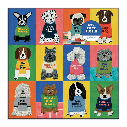 Galison Boss Dogs 500-piece puzzle dogs on paw focus invites curiosity