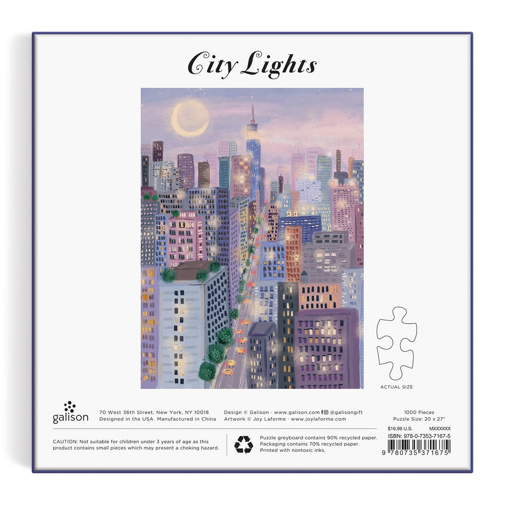 Galison City Lights image insert provides a reference to guide assembly.