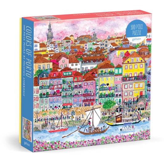 Galison Colors of Porto puzzle with waterfront view for calm, mindful puzzling at home.