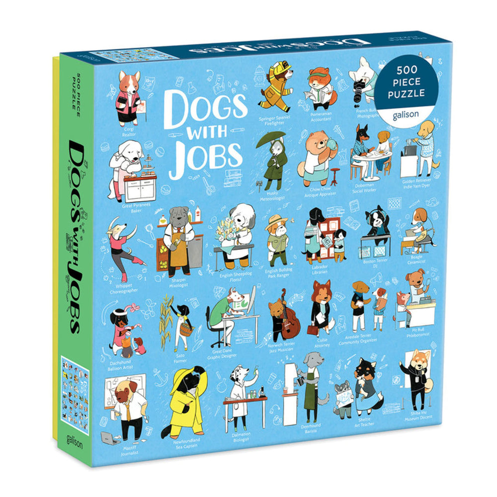 Galison Dogs with Jobs puzzle full image for family puzzle night.
