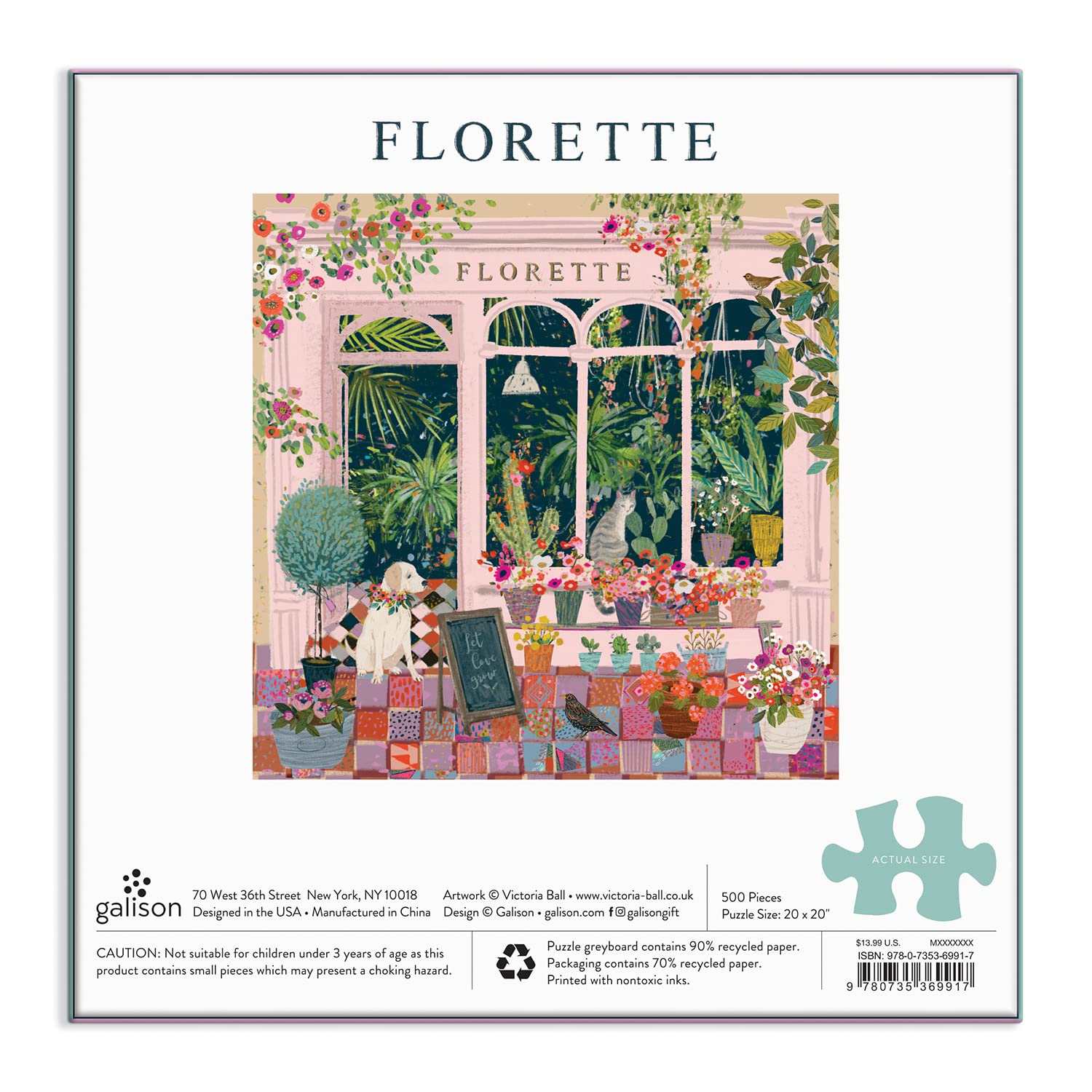 Puzzle insert showing full image for reference while solving the Galison Florette puzzle