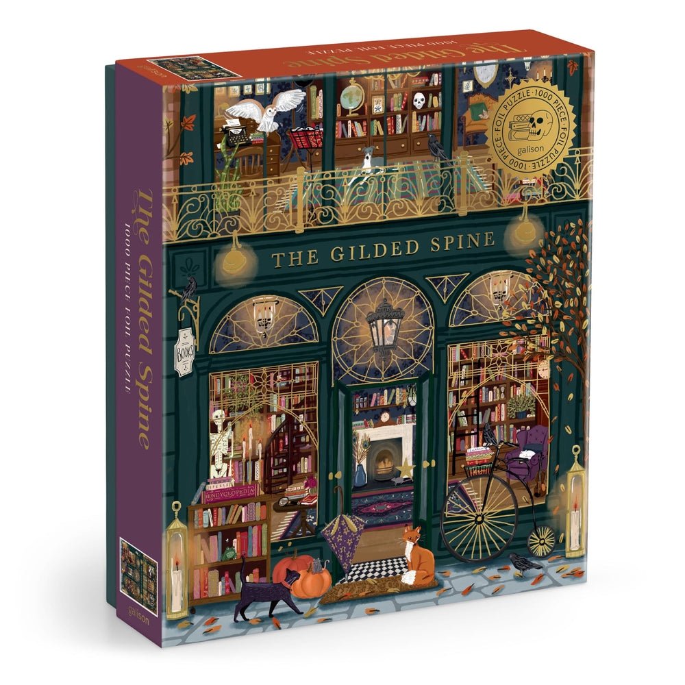 Galison front box view showing bookstore artwork and foil accents for visual appeal