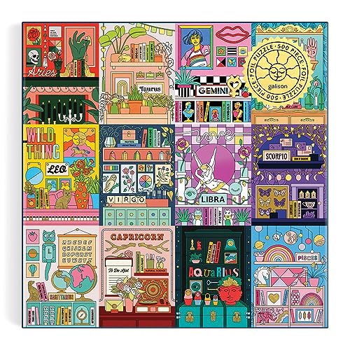 Galison House of Astrology artwork shows zodiac sign vignettes with gold foil accents