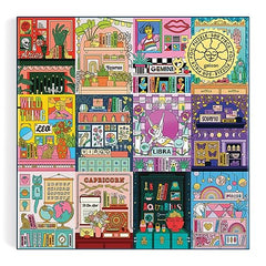 Galison House of Astrology artwork shows zodiac sign vignettes with gold foil accents