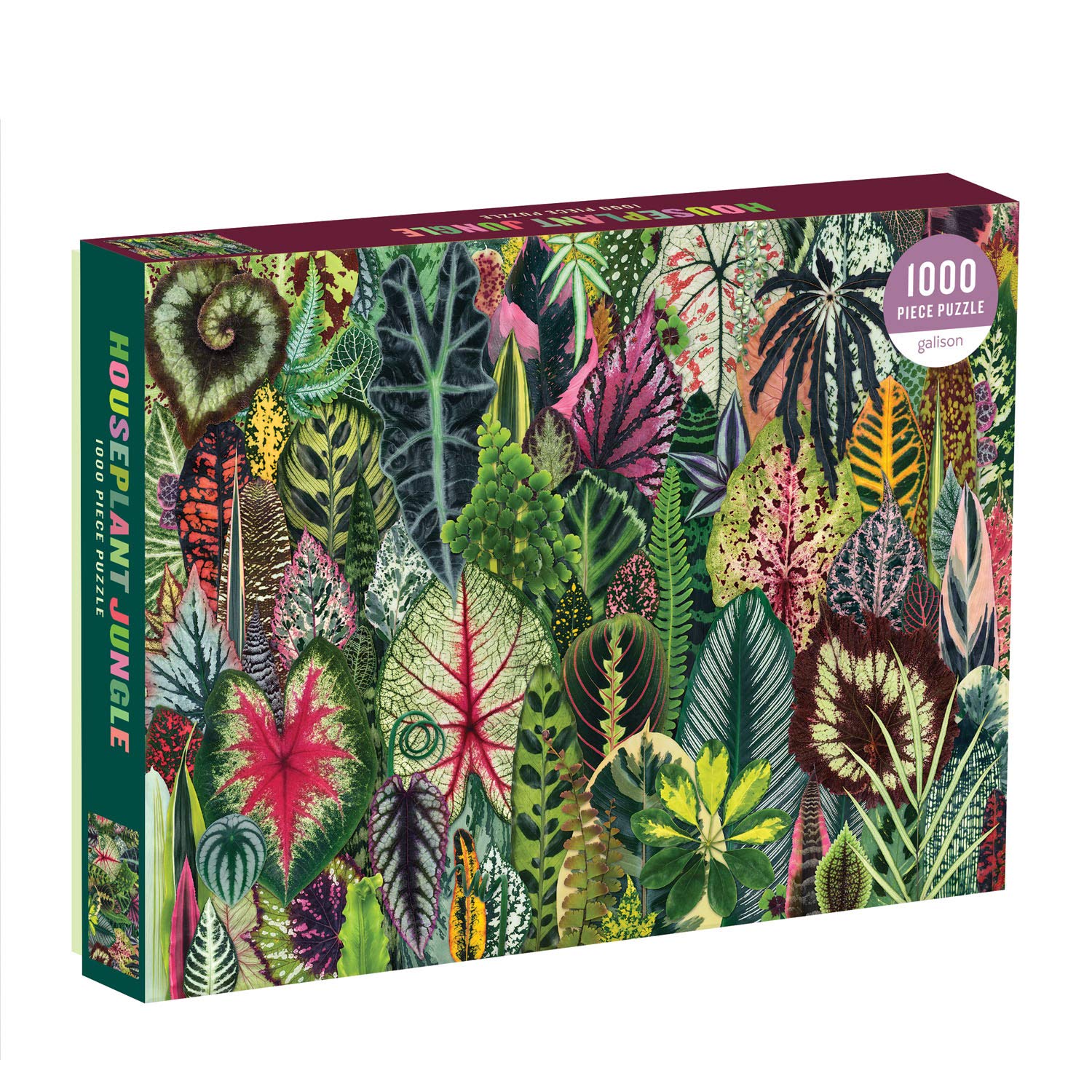 Galison Houseplant Jungle puzzle collage of leaves for calm, focused evenings.