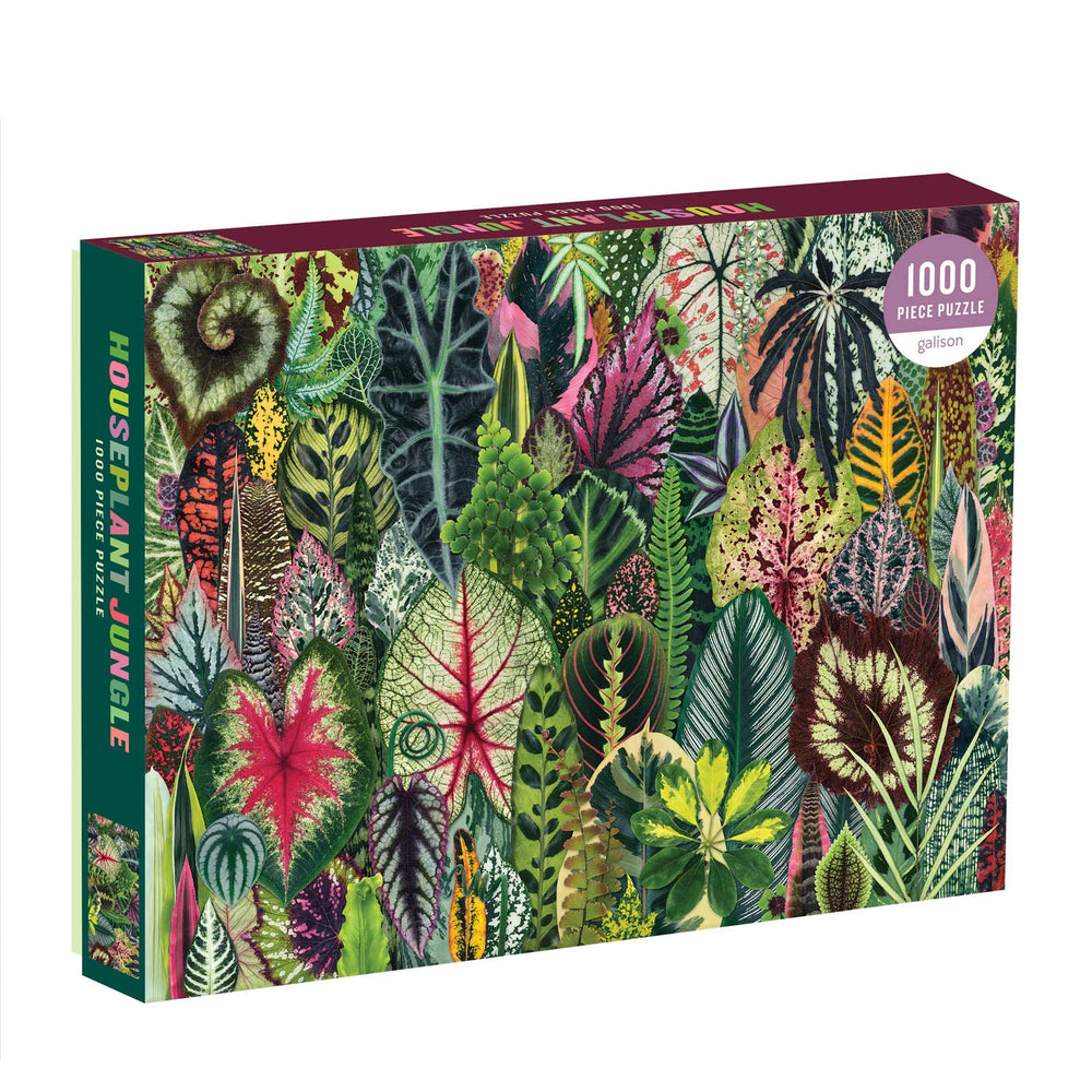 Galison Houseplant Jungle puzzle collage of leaves for calm, focused evenings.