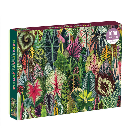 Galison Houseplant Jungle puzzle collage of leaves for calm, focused evenings.