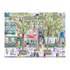 Galison Michael Storrings cats in the city garden scene close-up; crisp color for avid solvers