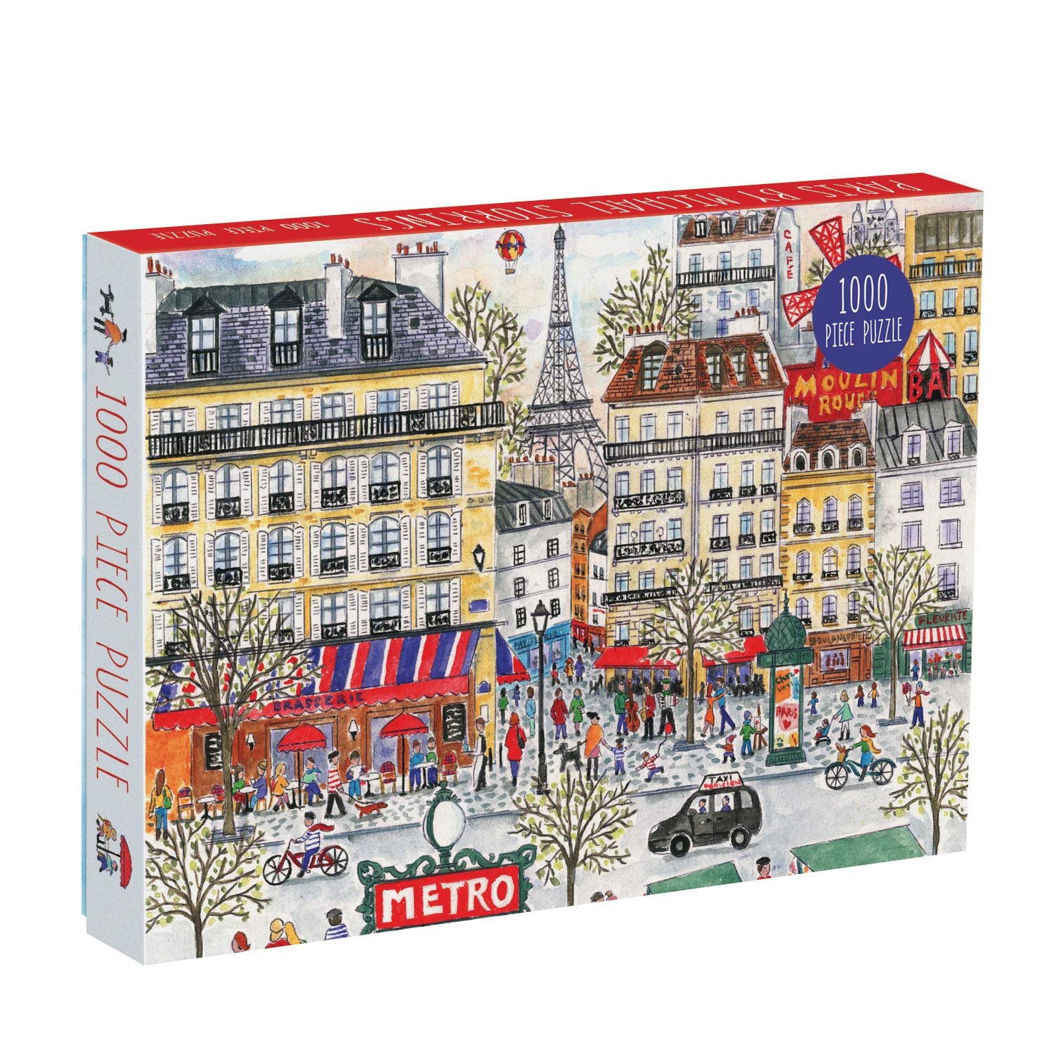 Galison Michael Storrings Paris puzzle box art shows a sunny city scene, perfect for family puzzle nights.
