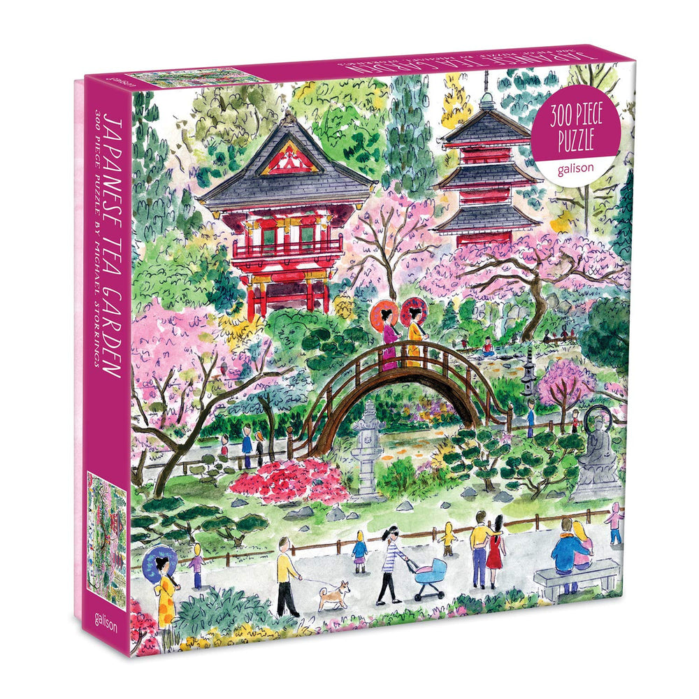 Galison Michael Storrings tea garden puzzle—calming 300-piece artwork for family enjoyment