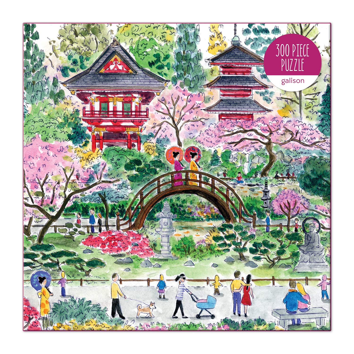 Finished puzzle box art shows serene San Francisco Japanese Tea Garden