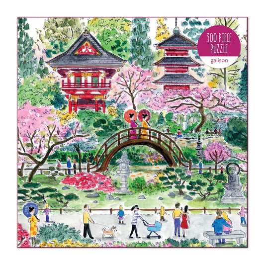 Finished puzzle box art shows serene San Francisco Japanese Tea Garden