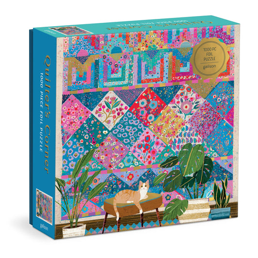 Galison Quilter's Corner box cover with Victoria Ball quilt artwork, inviting warm home décor.