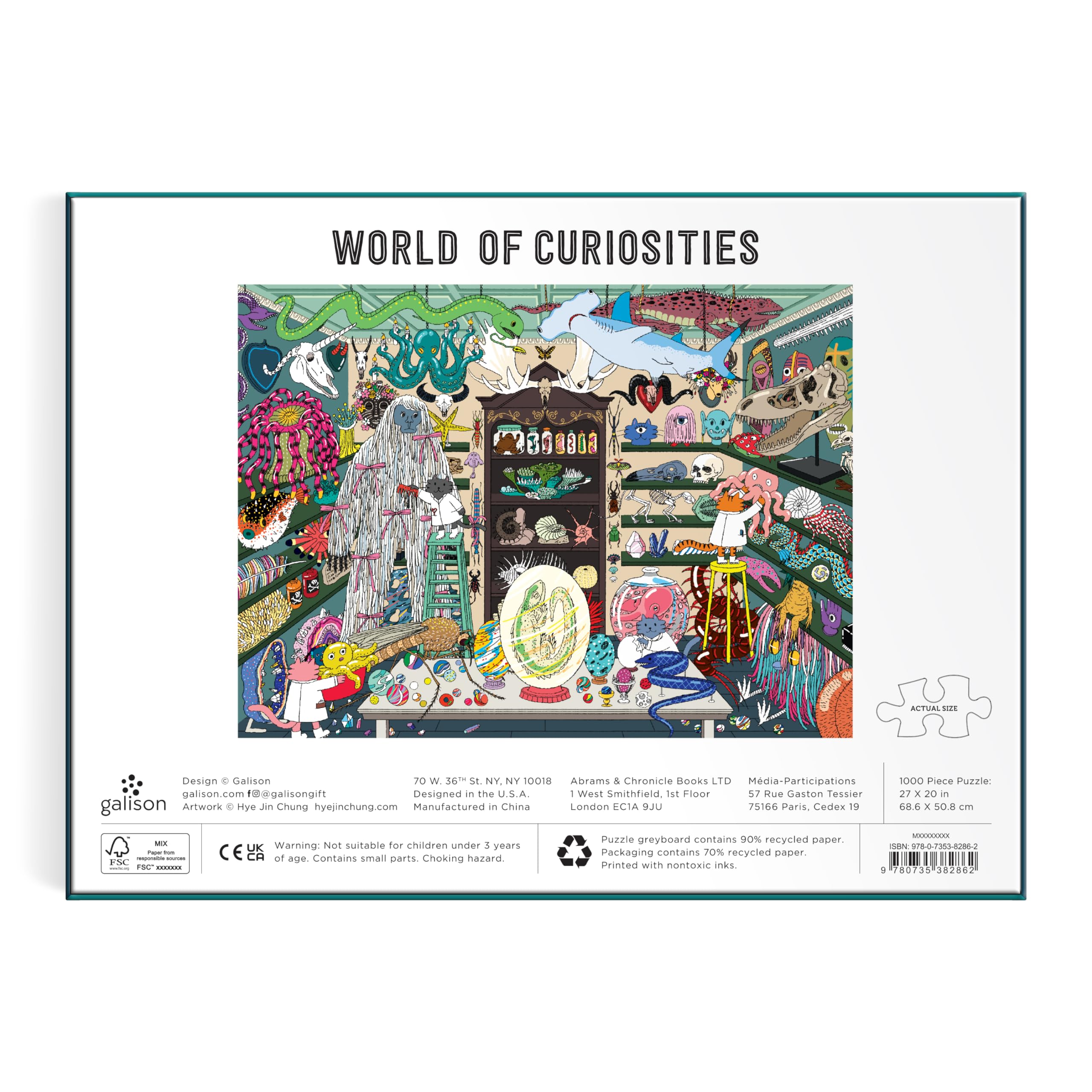 Galison World of Curiosities bright artwork detail enhances display appeal.