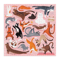 Galison Yoga for Cats artwork closeup highlights humorous poses and bold artwork.