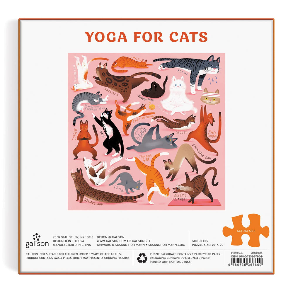 Galison Yoga for Cats puzzle pieces thick and sturdy for easy handling.