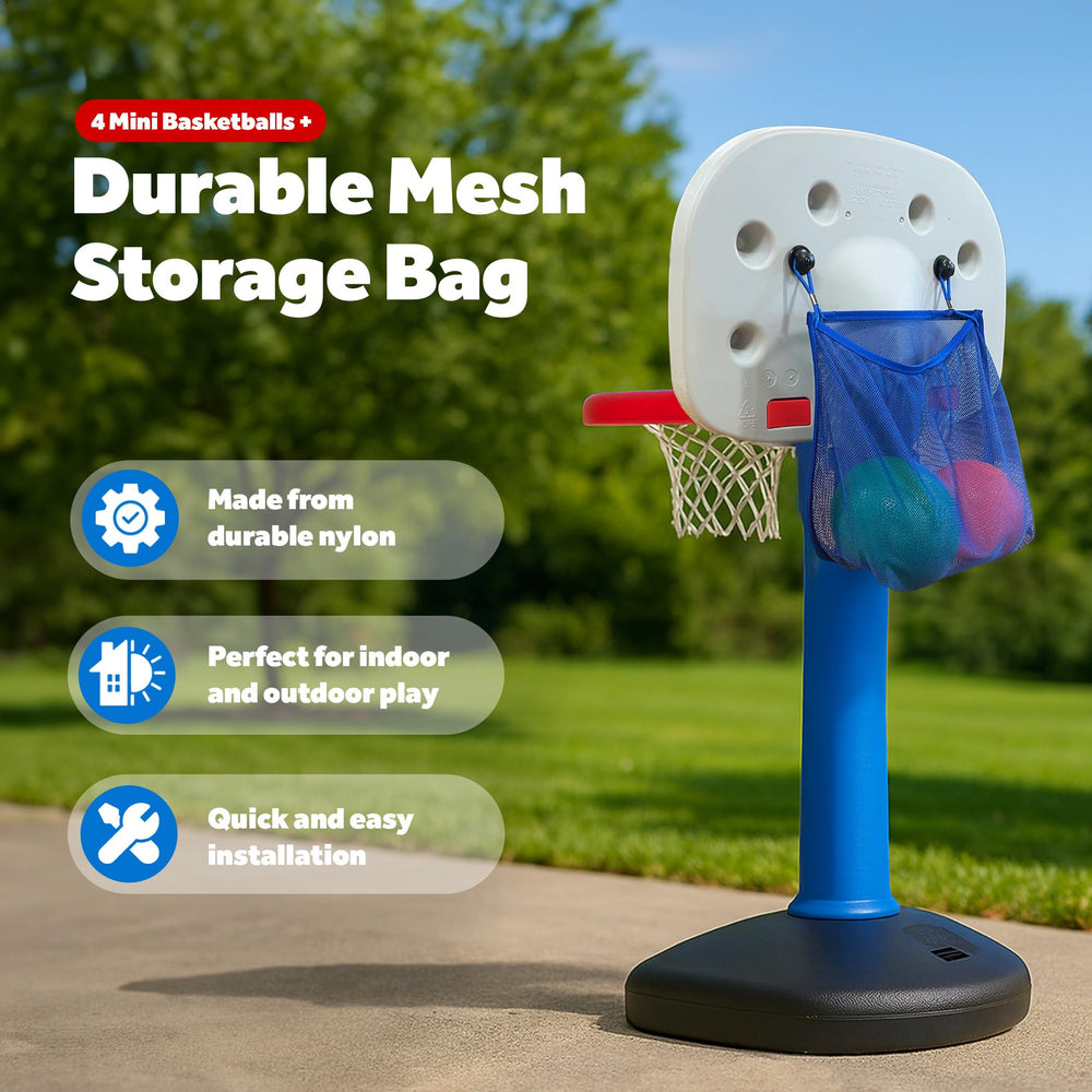 Galvanox nylon mesh storage bag keeps balls organized and accessible.