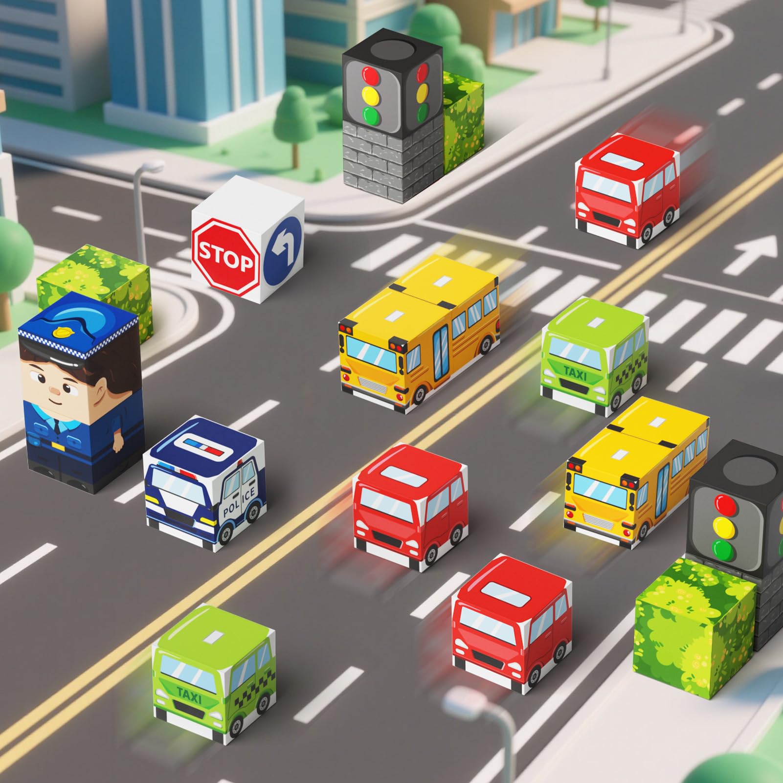 Gamcrown Building Blocks City World supports imaginative role-play in a bustling town.