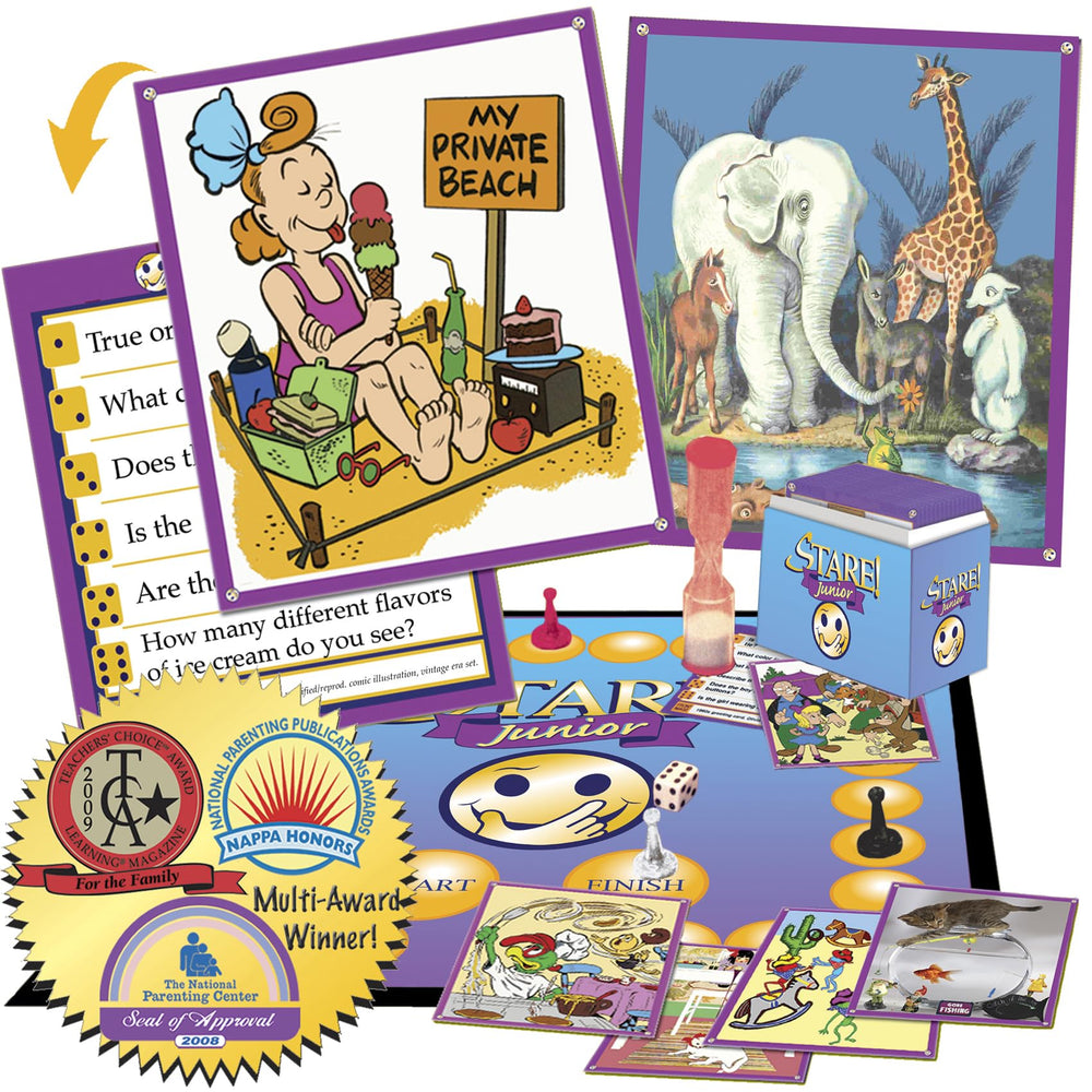 Stare Junior question round invites concise recall after viewing each card.