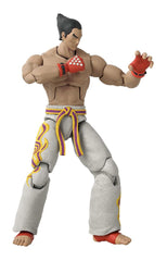 Game Dimensions Kazuya Mishima figure in battle pose enhances shelf display.