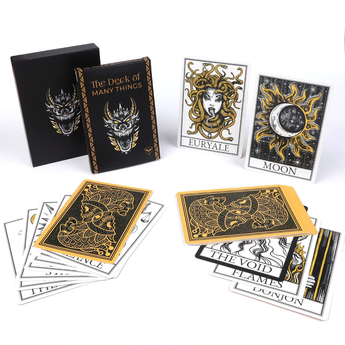 Game Master's Merchant The Deck of Many Things cards with arcane artwork for dramatic tabletop moments.