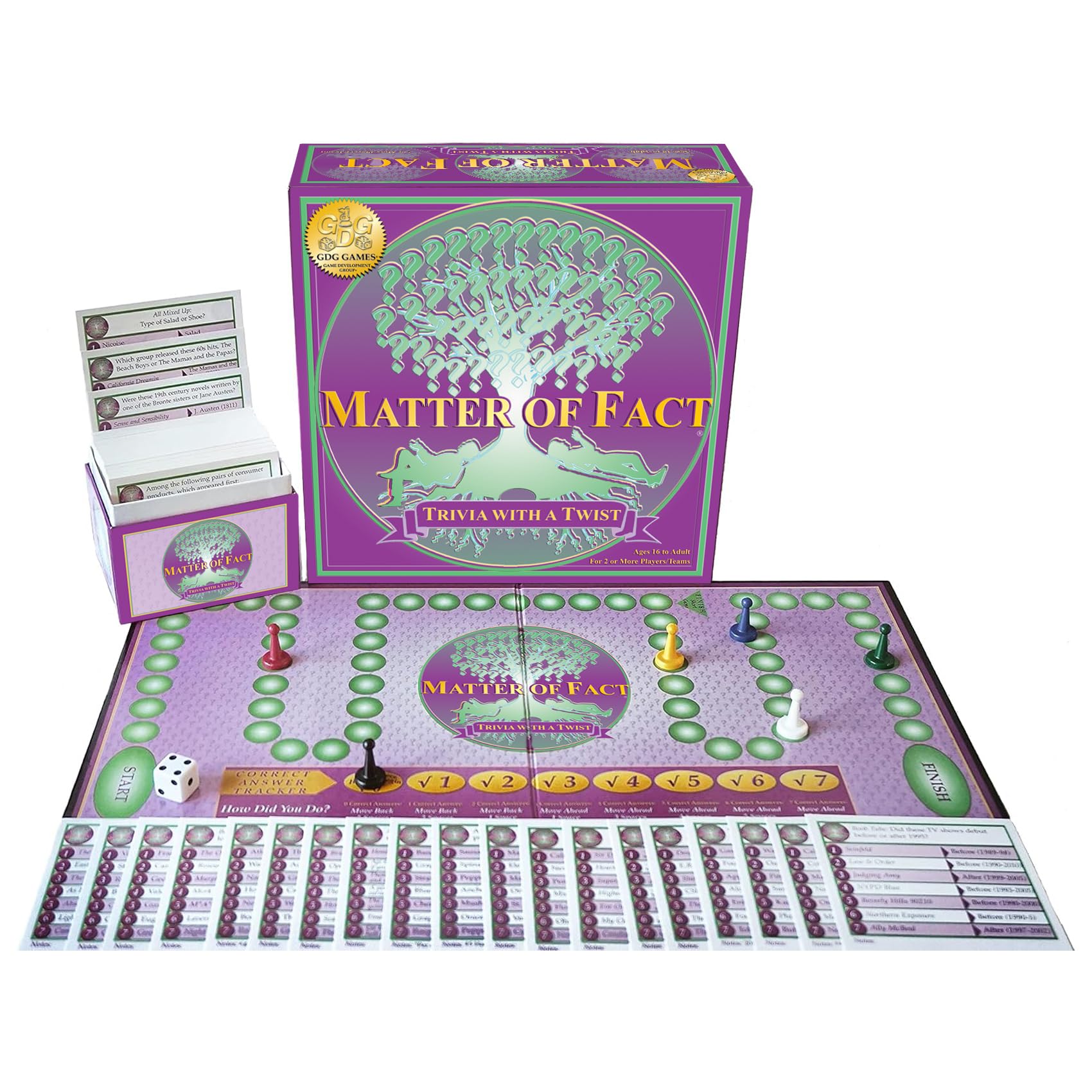 Matter of Fact quirky categories graphics shown on cards, inviting clever prompts and strategy.