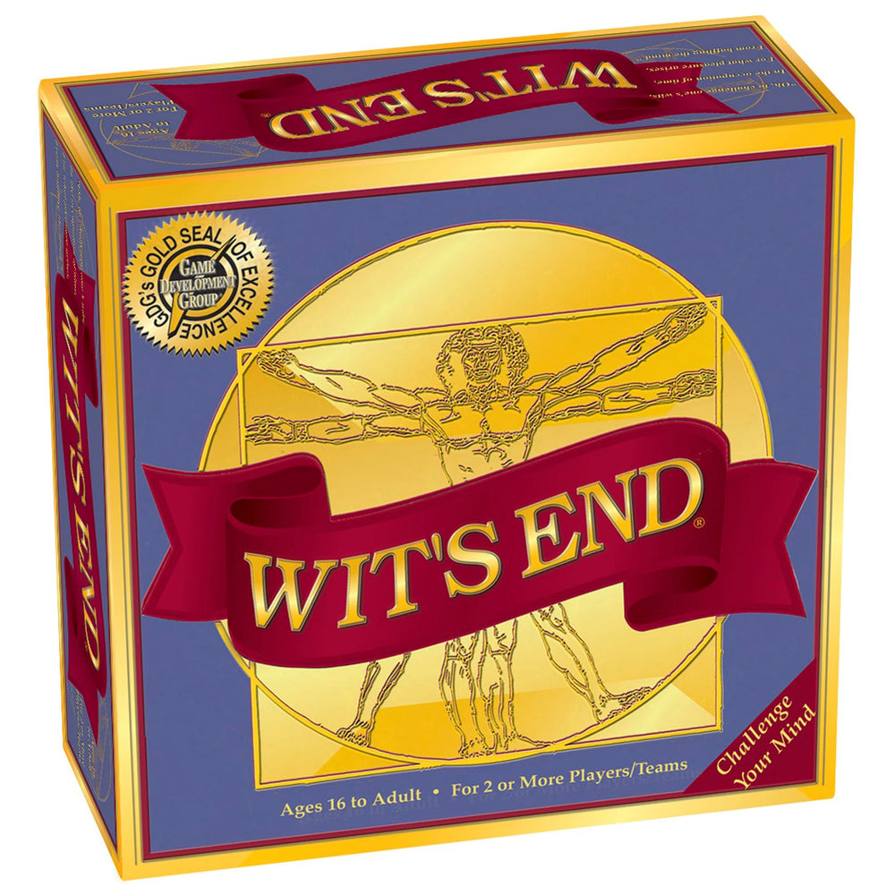 Wit's End box top view by Game Development Group, ideal for family game night.