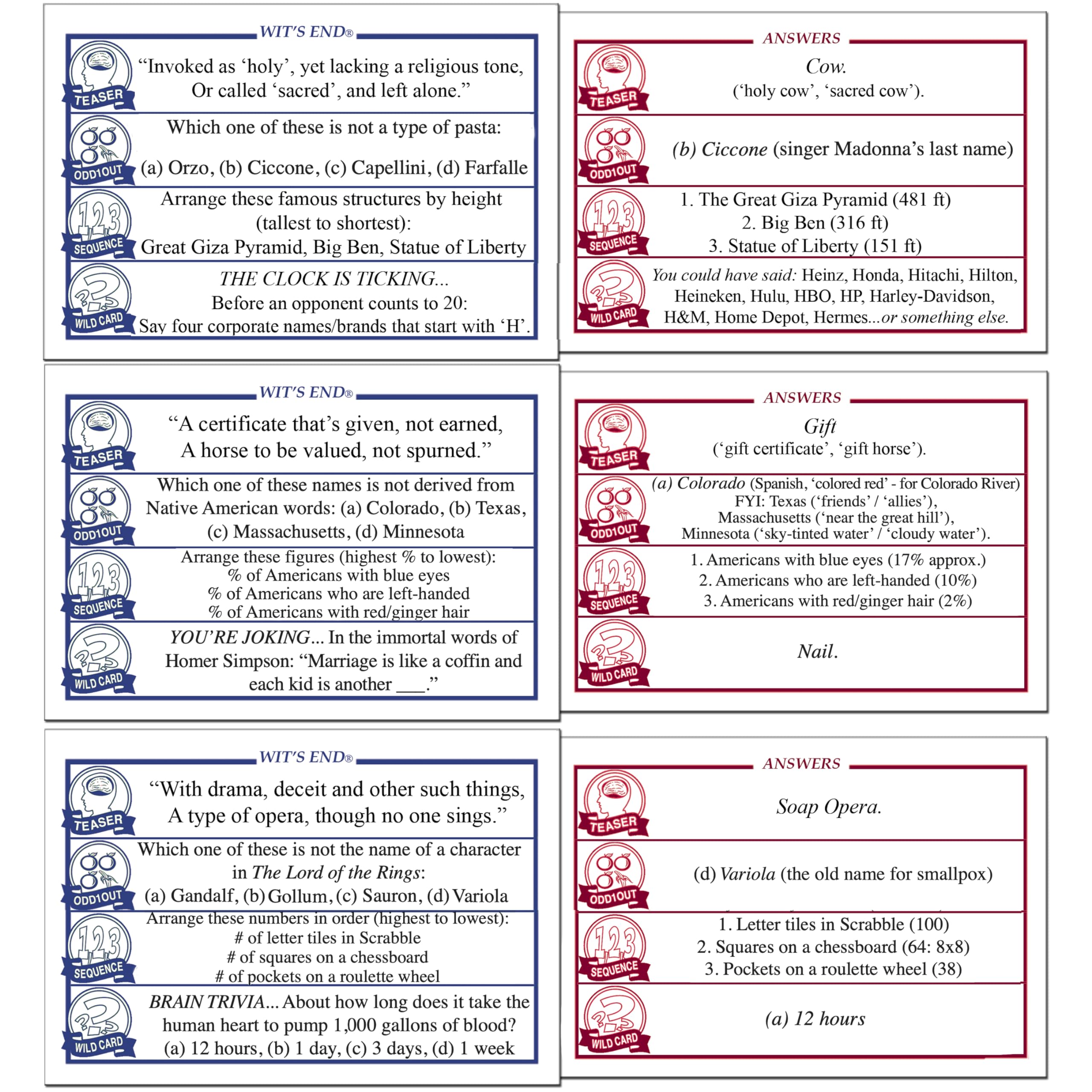 Wit's End Sequence card shows order-based puzzles for logical practice.