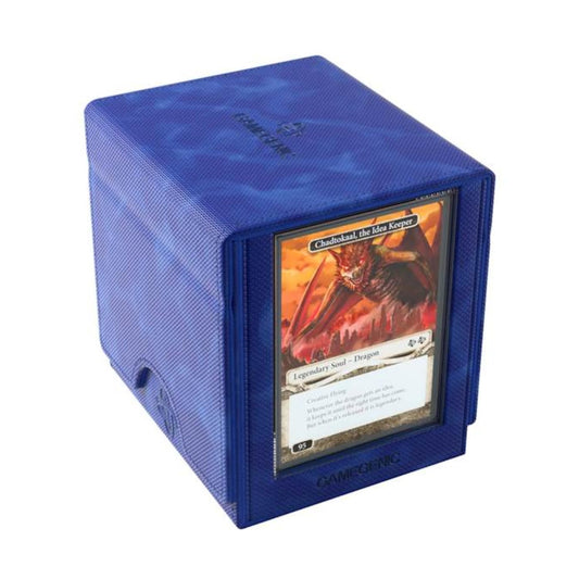 Gamegenic Sidekick Pro 100+ XL blue deck box with detachable slide card case displaying top card