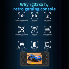 GameLo RG35XX H 3300mAh battery supports extended play with USB-C charging