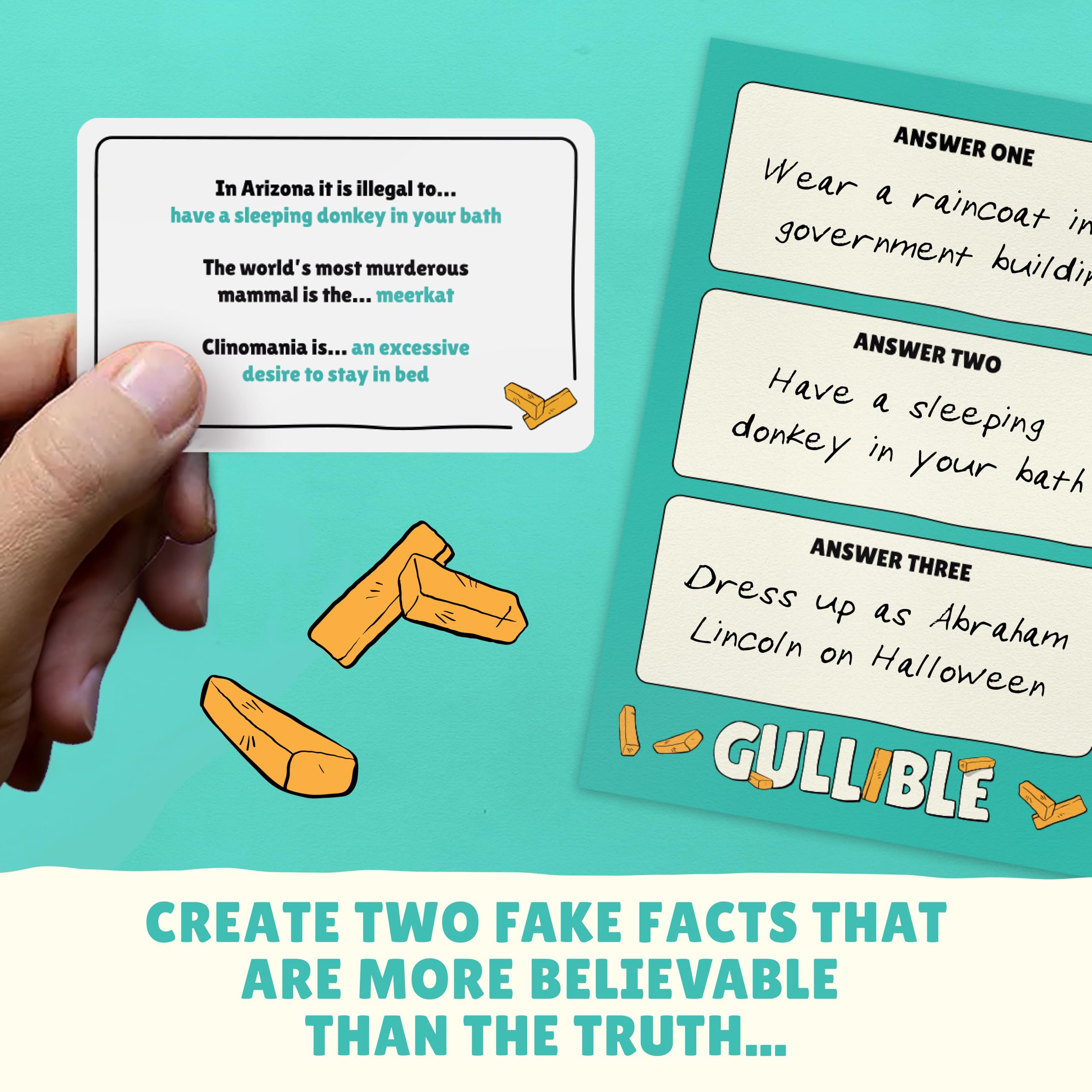Gamely Gullible fake-answers prompts showcase creativity and social play.