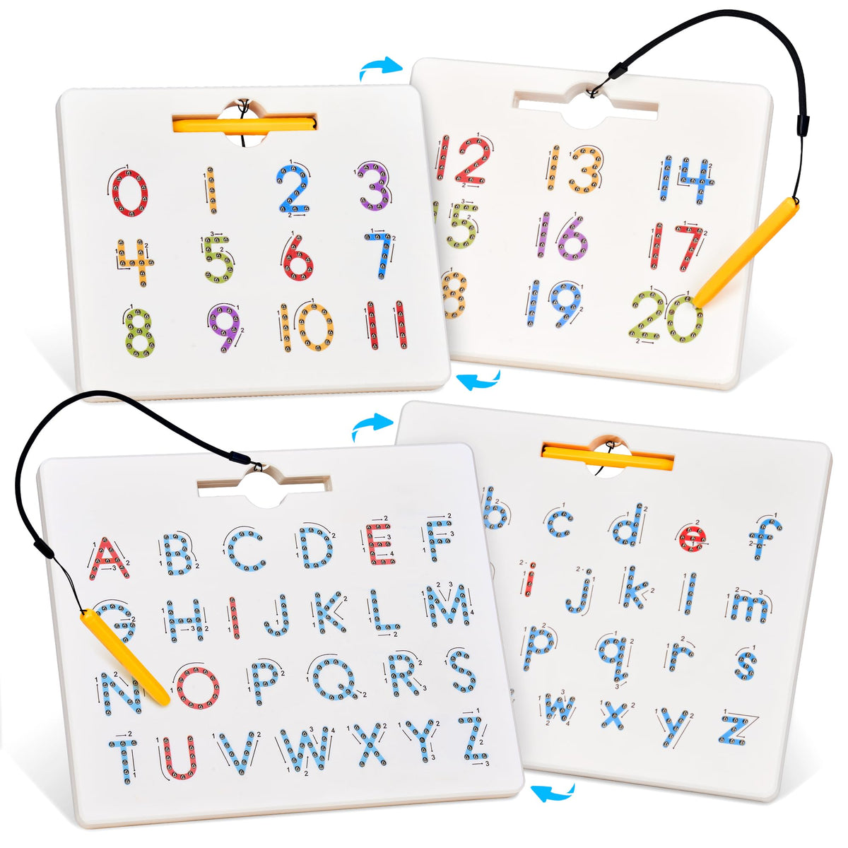 GAMENOTE double-sided letter board with letters on one side for easy ABC practice