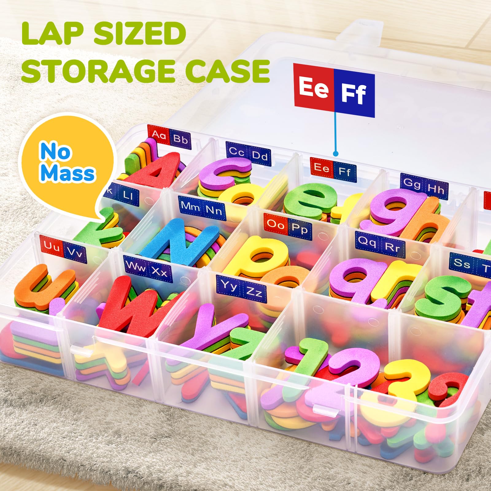 Gamenote soft-touch EVA foam letters attach securely to surfaces without slipping.