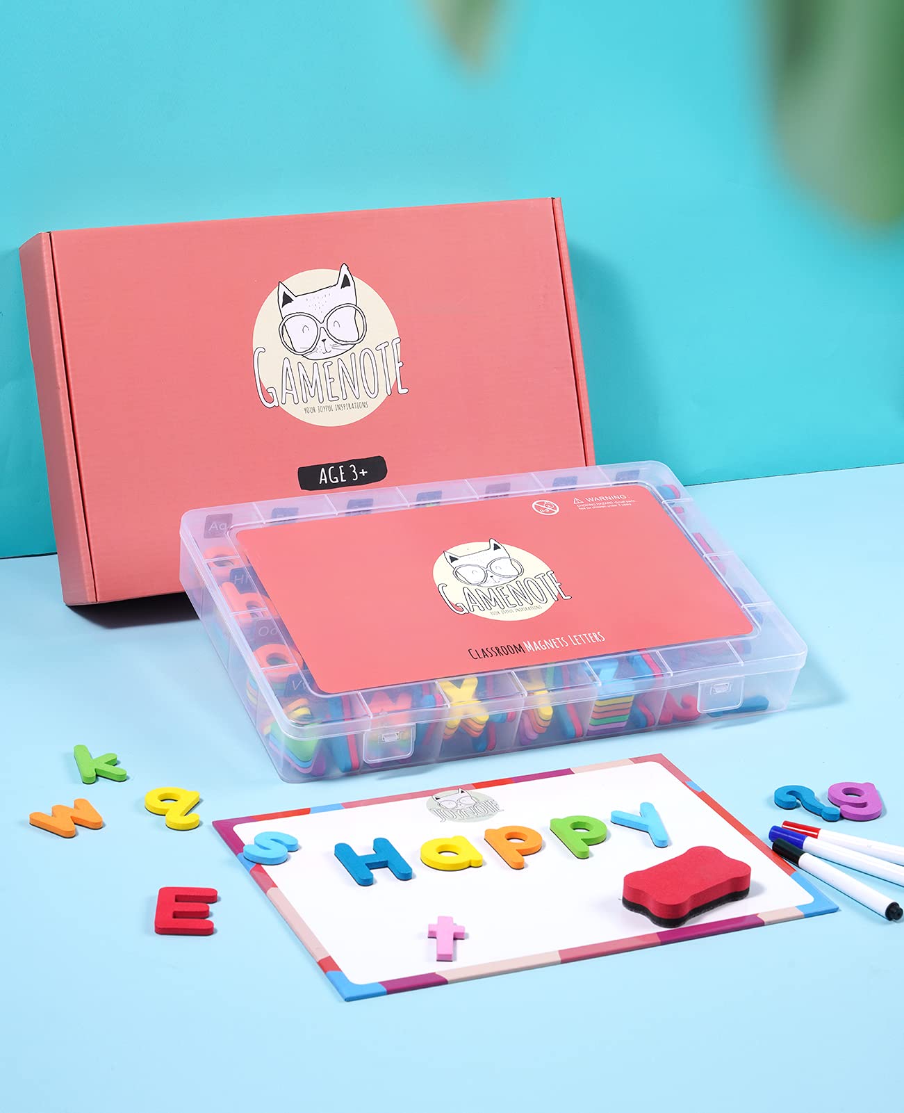 GAMENOTE whiteboard pen and eraser set enable on-table spelling sessions.