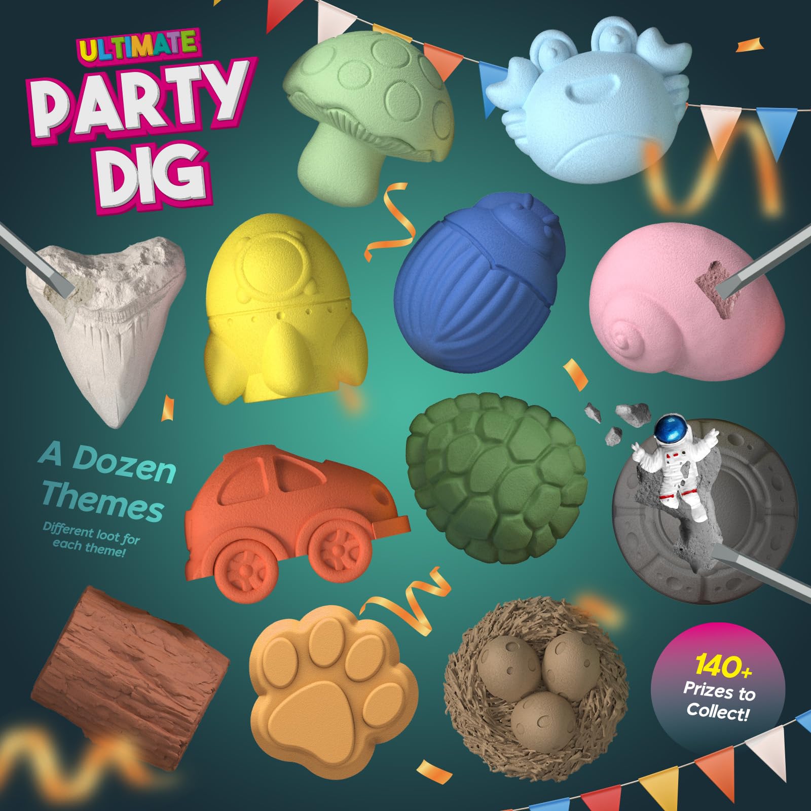 Gamerside dig kit tools in action with chisel and brush for kids.