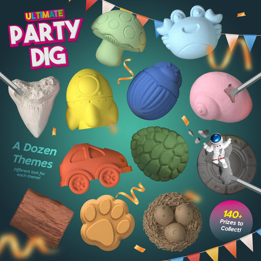 Gamerside dig kit tools in action with chisel and brush for kids.