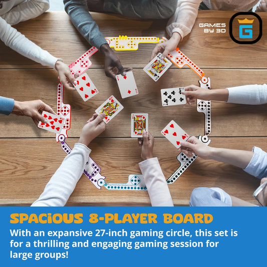GAMES BY 3D Pegs and Jokers spacious 27-inch board creates room for strategic moves.