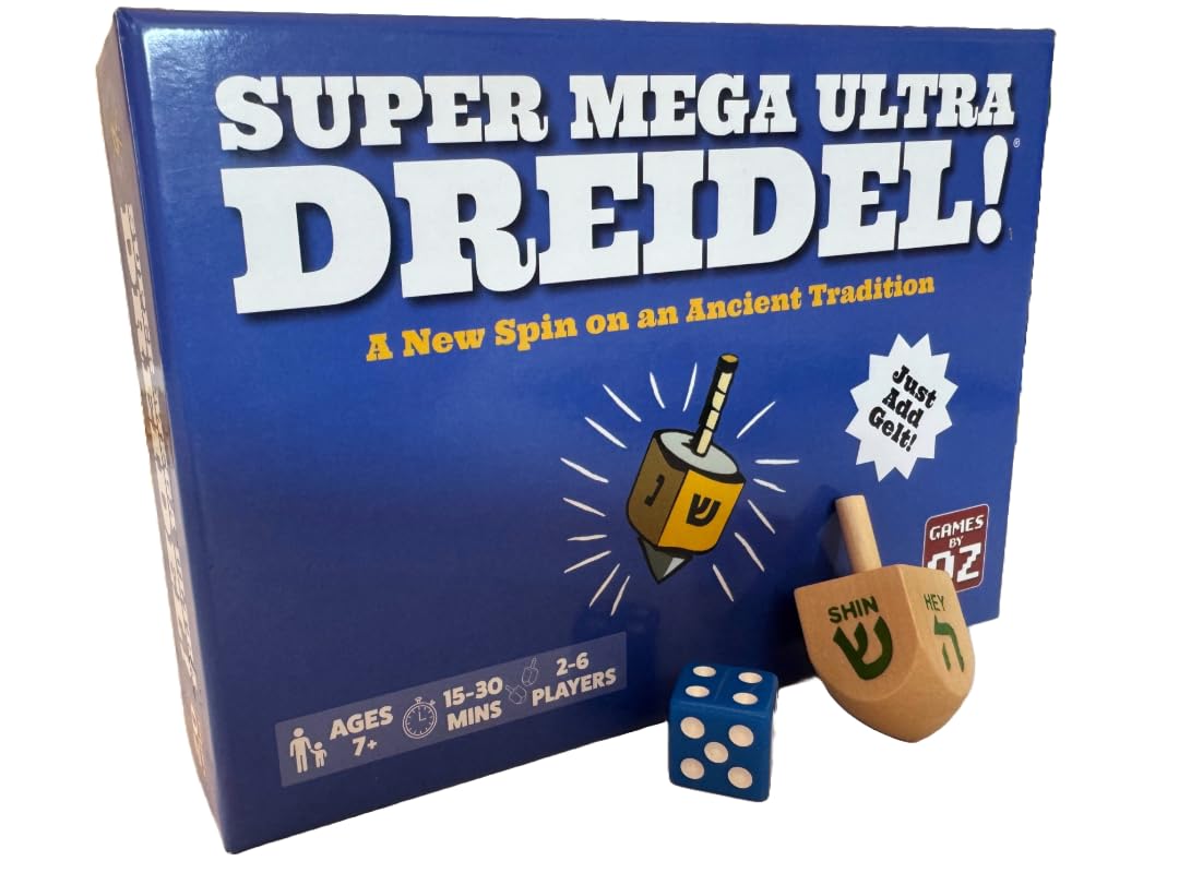 Games by Oz Super Mega Ultra Dreidel cards spread inviting quick strategic play