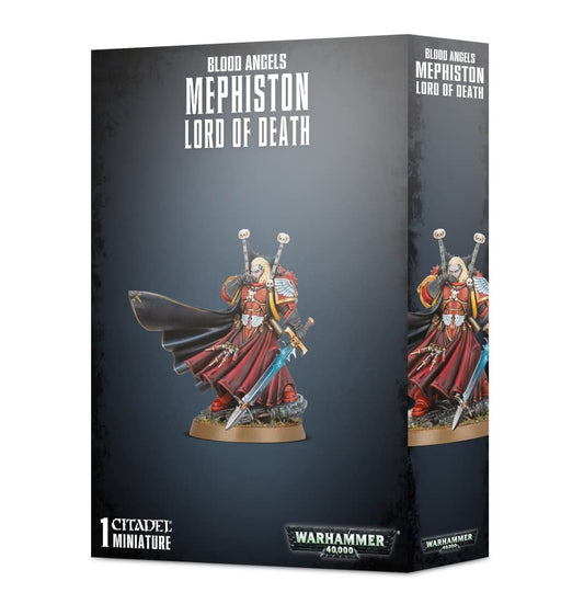 Games Workshop Blood Angels Mephiston miniature, front view, highlighting intricate details for display and tabletop use.