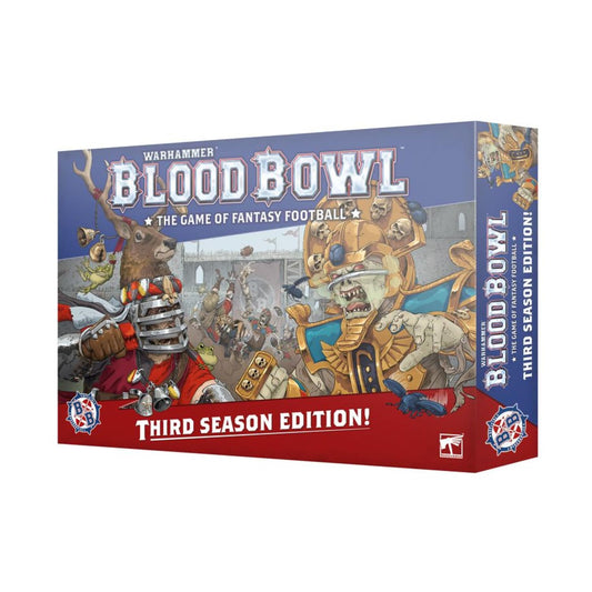 Games Workshop Blood Bowl Third Season Edition boxed set with double-sided pitch for quick setup and play