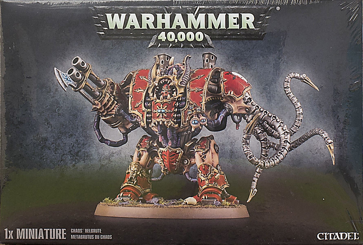 Games Workshop Chaos Helbrute front view, imposing centerpiece for tabletop battles