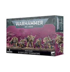 Games Workshop Death Guard Blightlord Terminators kit, unassembled, ideal for hobbyists to customize and assemble.